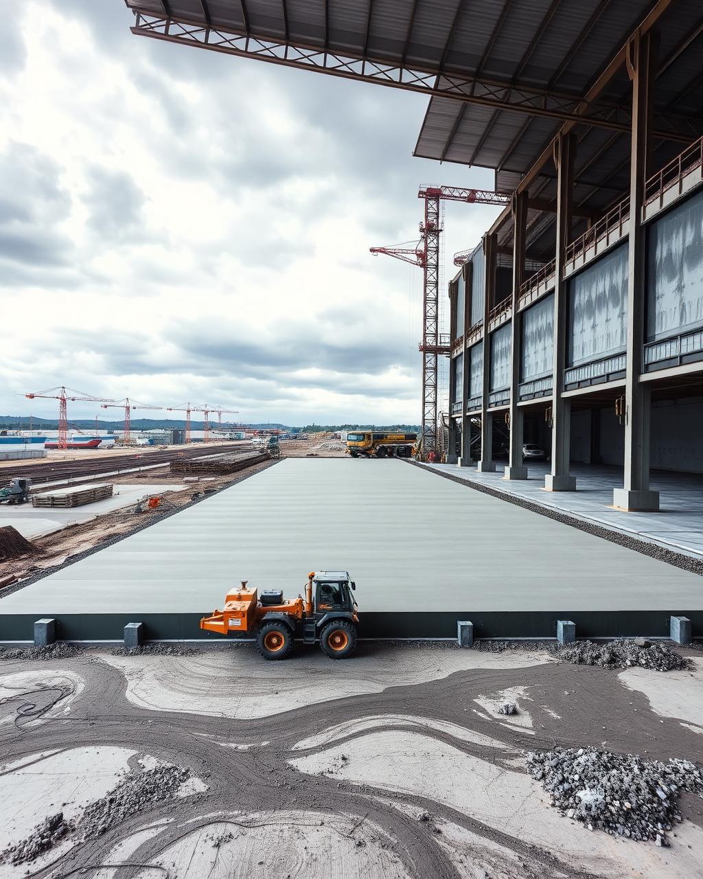 Large commercial concrete slab pour
