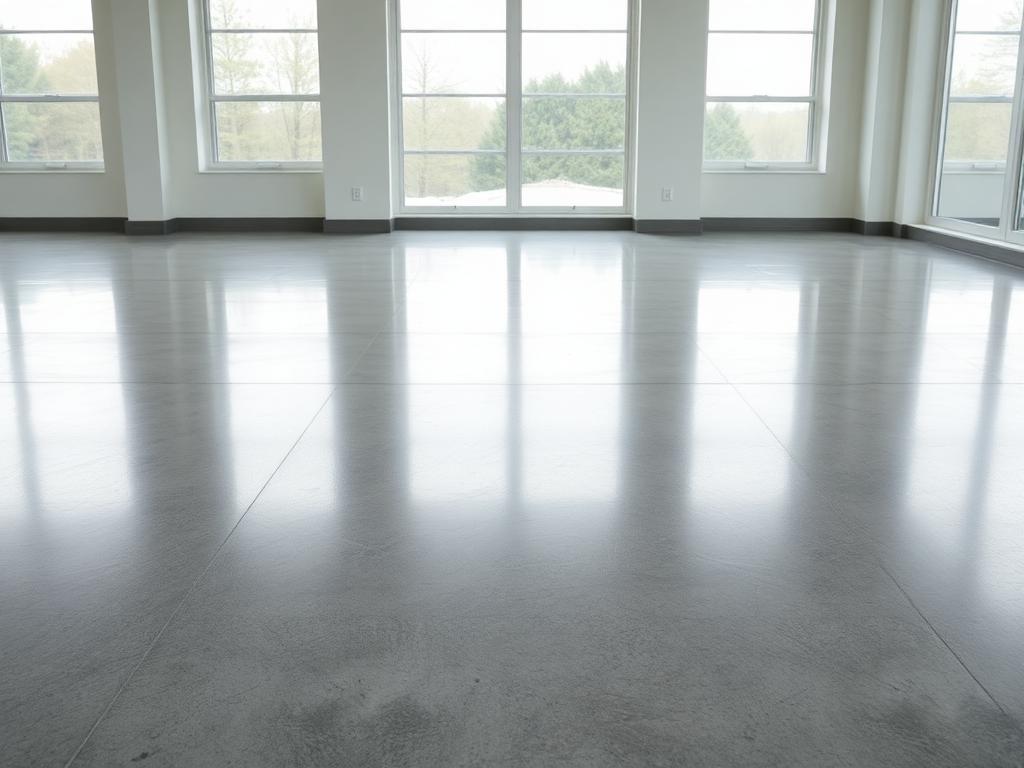 Polished decorative concrete interior floor